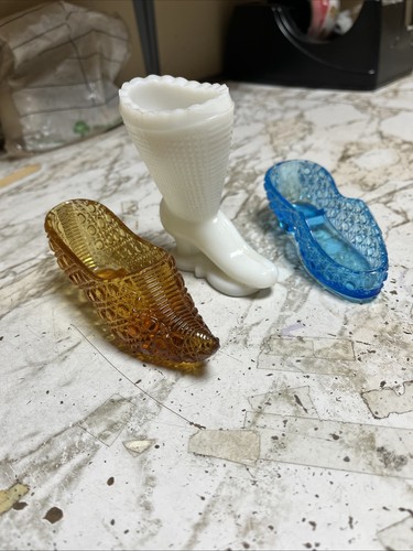 Vintage glass shoe and - vintage,
