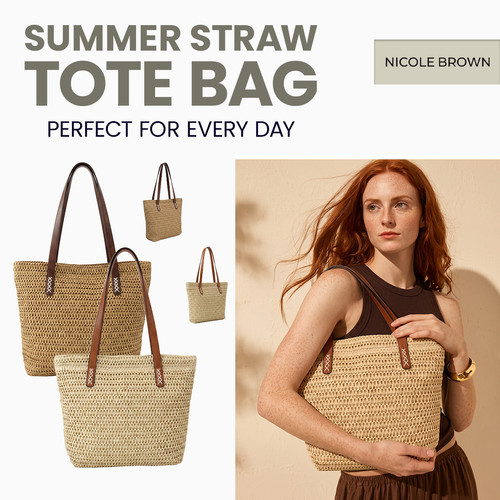 Nicole brown straw tote - nicole, bag