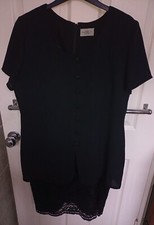 Ladies IQ Black Jacket with Lace skirt style Dress lined Bust 42" Size UK 14