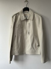 Zara Origins Men White Leather Jacket Size M  Lined 349 GBP Special Collection