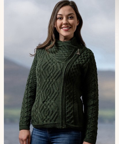 Aran crafts army green cable - aran,
