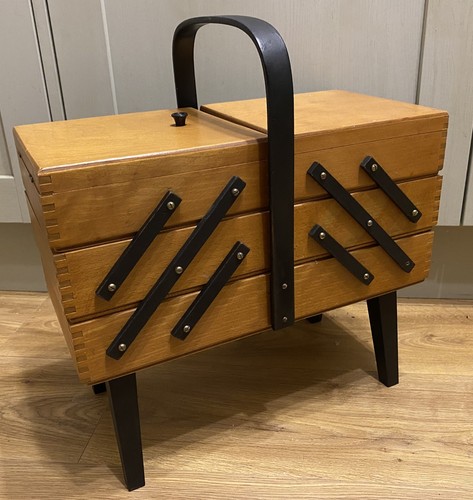 Retro wooden craft sewing box - retro,
