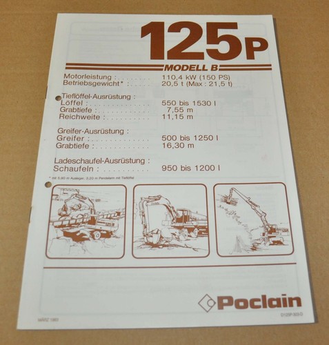 1983 poclain 125p excavator - 1983,