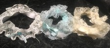 bundle 3 x garters cream/white/blue ribbon retro
