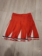 LADIES HIGH SCHOOL RED CHEERLEADER SKIRT FANCY DRESS COSTUME UNIFORM OUTFIT