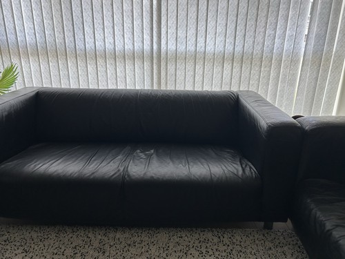 Used black leather - , ikea