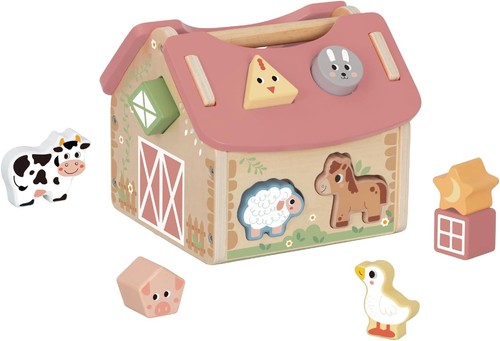 Wooden farm animals barn shape - wooden,
