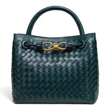 Faux Leather Hand Woven Handbag Top Handle Crossbody Bowknot Tote Andiamo Dupe