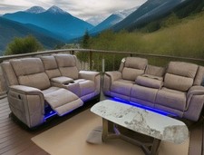 Hannah 3 + 2  Beige Microfibre