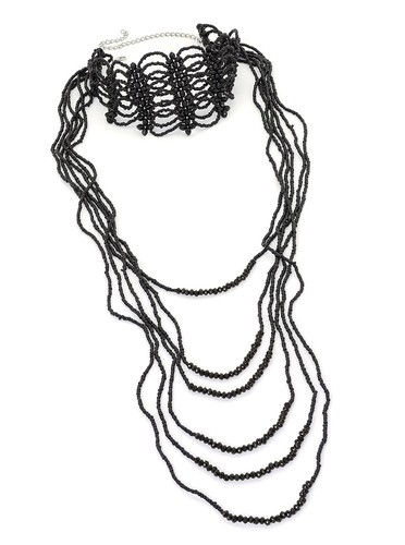 Black bead choker necklace - bead,