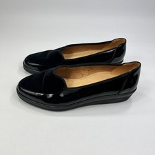Gabor Comfort Women's Flats Black Patent Leather Suede UK 4.5 Slip On Loafers