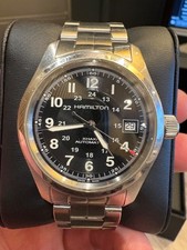 Hamilton Khaki Field Men's Black Watch with Silver Stainless Steel Band 
