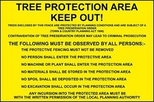 Warning tree protection area