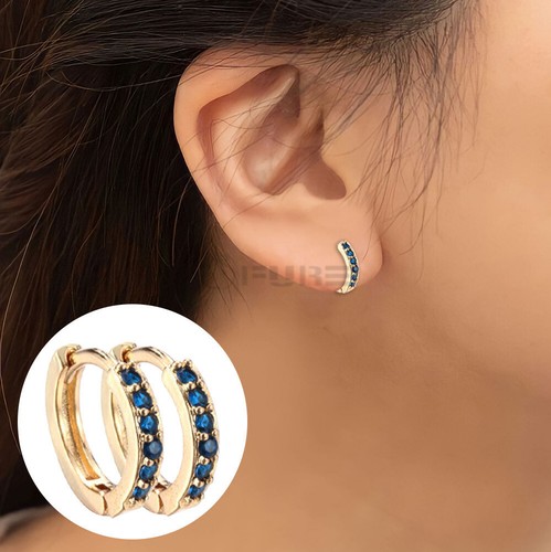 Natural blue sapphire huggie - natural,