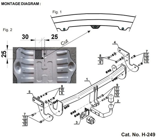 Swan neck tow bar - swan, for