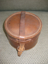 Vintage / Antique Brown Leather Collar Box  5" WIDE
