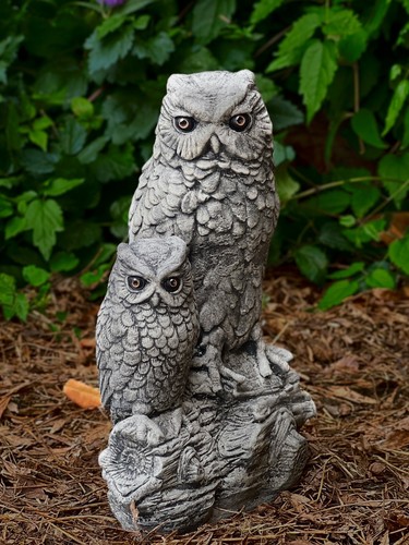 Large owl sculpture stone - sculpture,