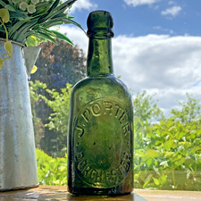Old Fashioned Glass J. Porter Dorchester Green Vintage Beer Bottle