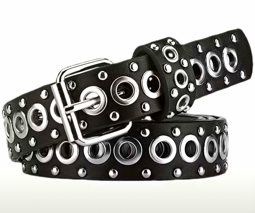 Black faux leather studded - black,
