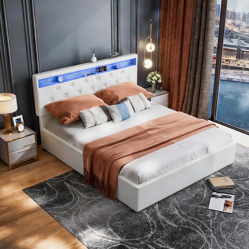 White storage ottoman bed - white,