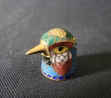 Beautiful Collectable Cloisonne Bird Head Thimble For Sewing Or Display