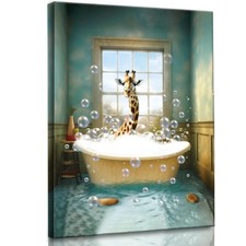 Giraffe In A Bath Canvas Funny