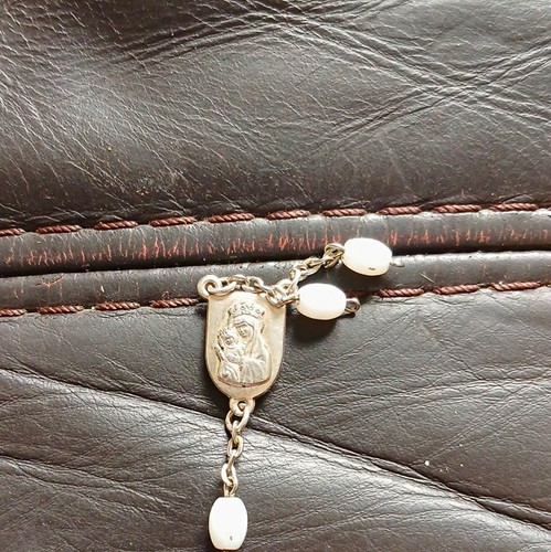 Silver tone christian rosary - silver,