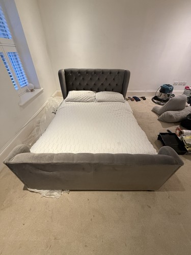 Grey small double bed - double, frame