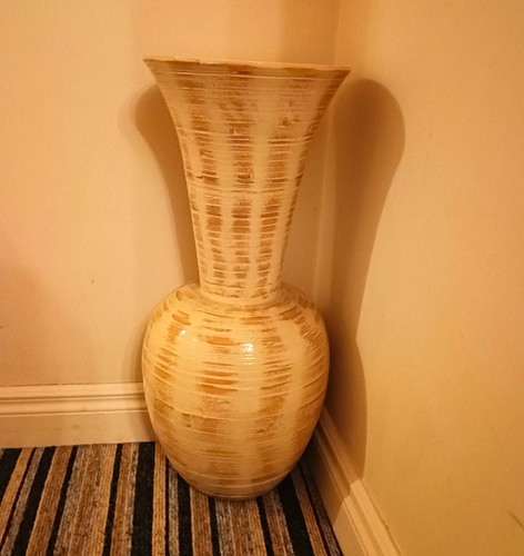 Large spun bamboo floor vase - floor,