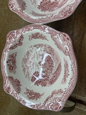 Johnson Brothers Old Britain Castles Pink Red x TWO Open Serving Bowls