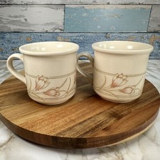 Biltons Mugs Off-White Pastel Pink Flower 1980s Prop Spring Bouquet x2 Vintage