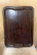Edwardian Solid Oak Moulded Edge Jointed Corners 2 Handled Serving Tray. (410a)