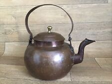 ANTIQUE DUTCH COPPER BRASS KITCHEN OVAL STOVE TEA POT KETTLE WITH SPOUT FLAP