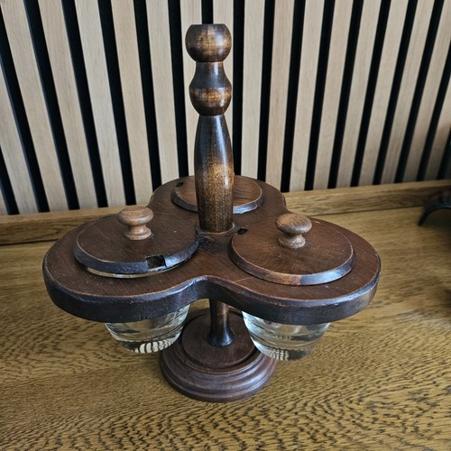 Vintage wooden condiment cruet - vintage,