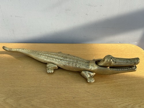 Vintage large brass crocodile - vintage,
