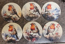 Set Of 6 Robin Coasters. Comes