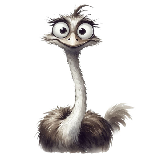 Grey cartoon ostrich vinyl - ostrich,