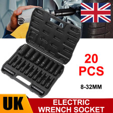 20PCS Deep Impact Socket Set 1/2 Inch Drive Metric 8 - 32mm Metric for Car Truck