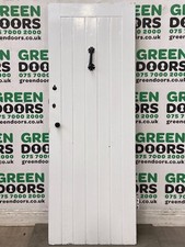 NARROW WOODEN FRONT DOOR RECLAIMED WOOD EXTERNAL WROUGHT IRON 1930s ANTIQUE OLD