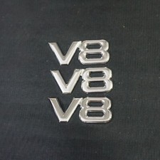 3x Silver Chrome V8 Small