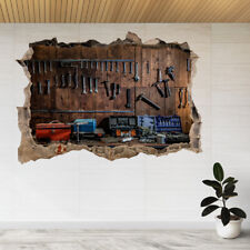 Tools Hanging On Wall In Workshop 3d Smashed View Wall Sticker Poster Decal A957