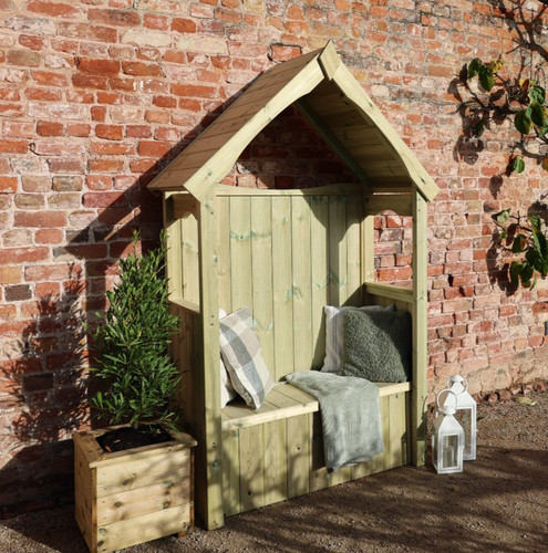 Willow storage arbour sits - willow, 2