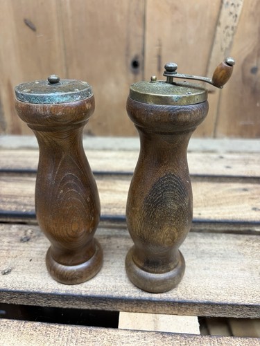 Vintage pair wooden - wooden, salt