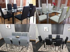Dining table set grey black - table,