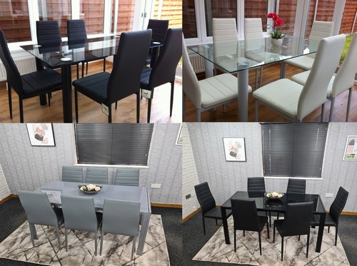 Dining table set grey black - table,