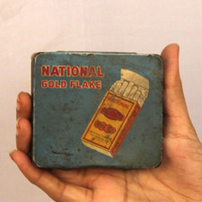 1930s Vintage Original National Gold Flake Cigarette Tin Box Collectible 11443