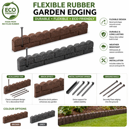 Flexible rubber garden edging - flexible,