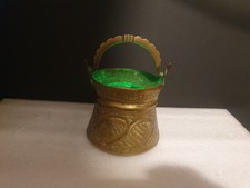 Antique Brass Witches Cauldron With Free Candle Halloween Decor - Pagan