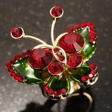 3D Gold Tone Crystal Butterfly