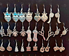 Tibetan silver theme earrings choice of knitting, crochet, painting, spinning